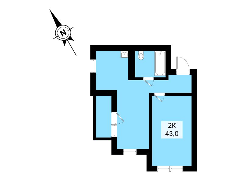 2к-43,0квм_запад_3 этаж_дом 3_ЖК Седанка Хиллс_цвет