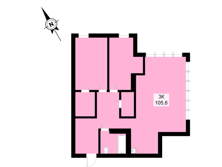 3к-105,6квм_восток_3 этаж_дом 3_ЖК Седанка Хиллс_цвет