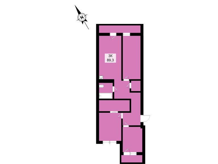 3к-89,3квм_северо-восток-юго-запад_3 этаж_дом 3_ЖК Седанка Хиллс_цвет